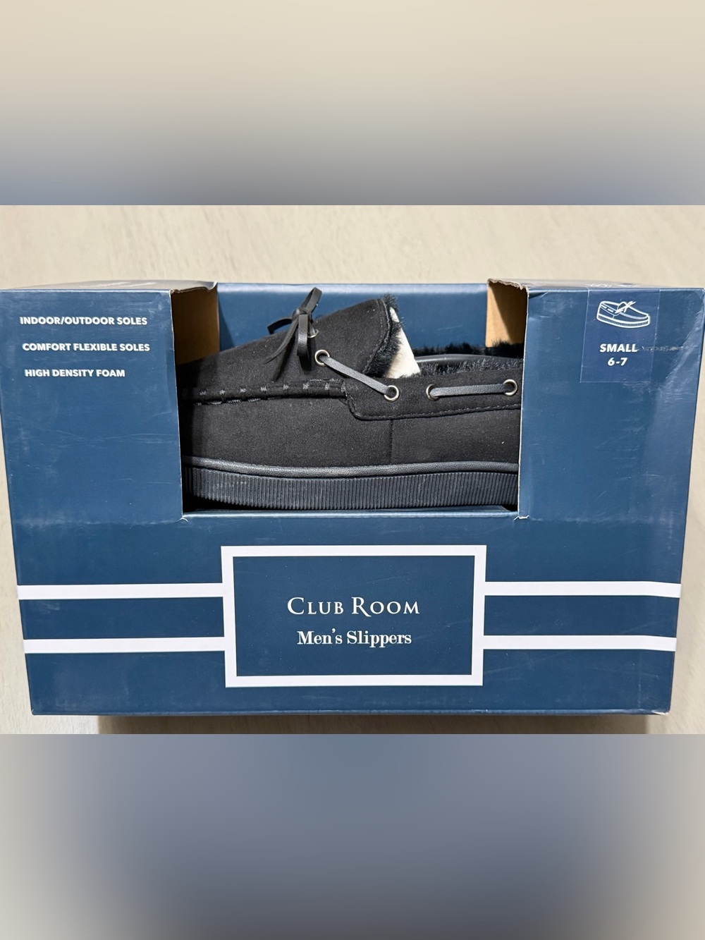 Club Room Men's Black Slip-On Fleece-Lined Loafers 6-7